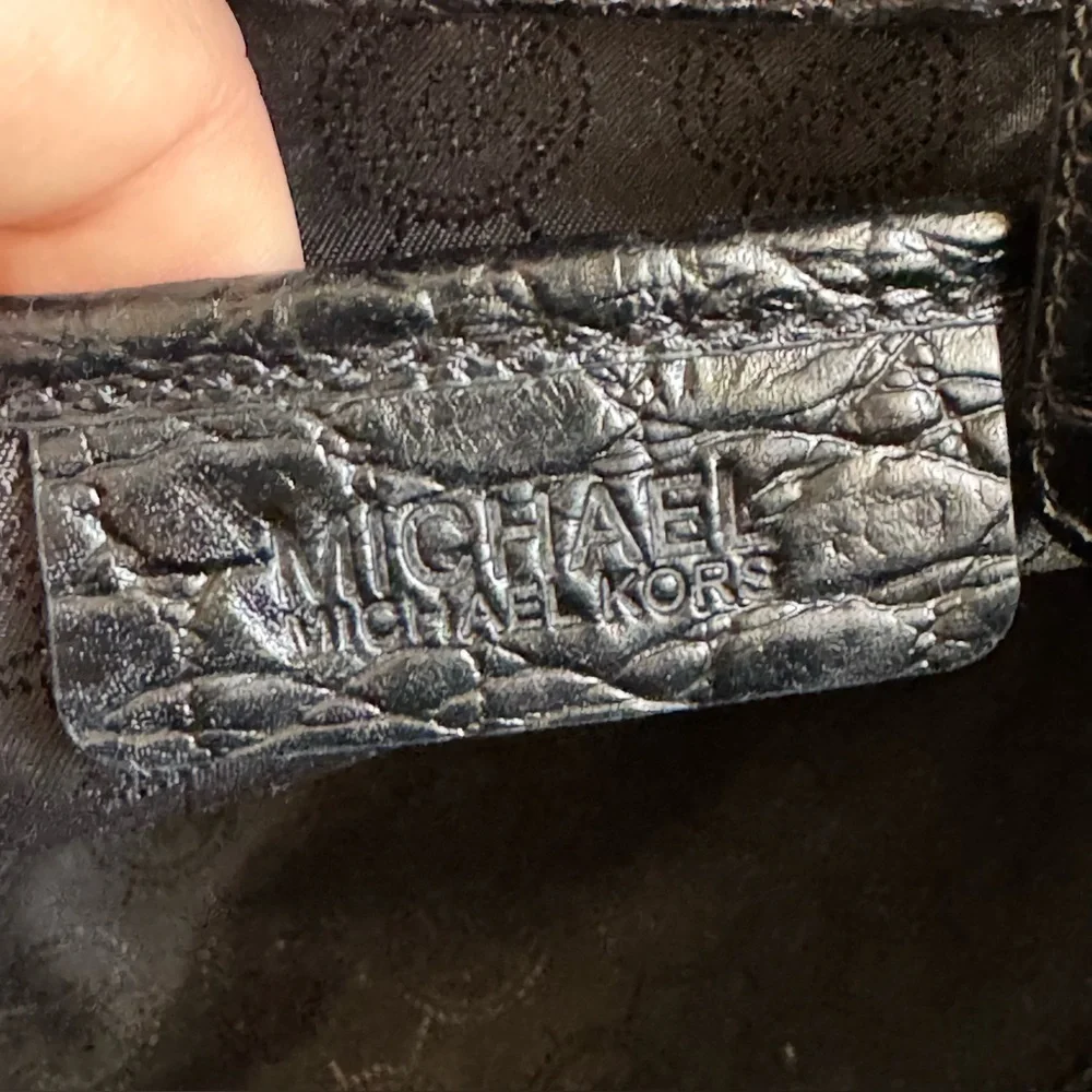 Michael Kors Lana Black‎ Purse Calf Hair Croc Embossed Leather Bag Top Handle